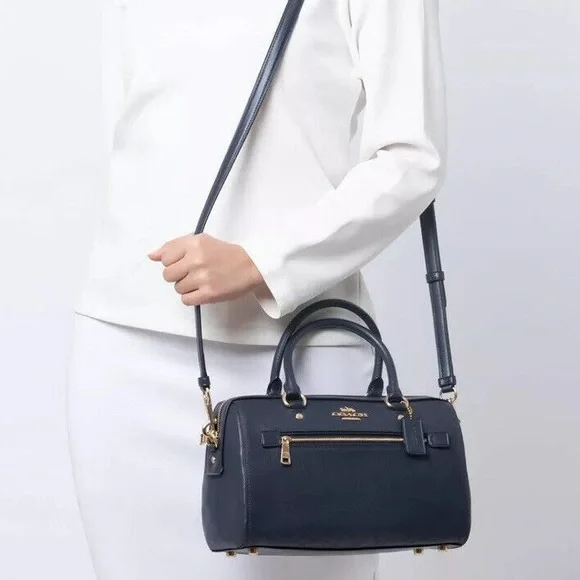 NWT Coach Navy Rowan Satchel - Picture 2 of 8